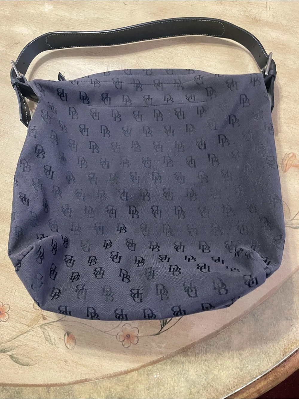 Dooney & Bourke Black Monogram Shoulder Bag with Black Strap